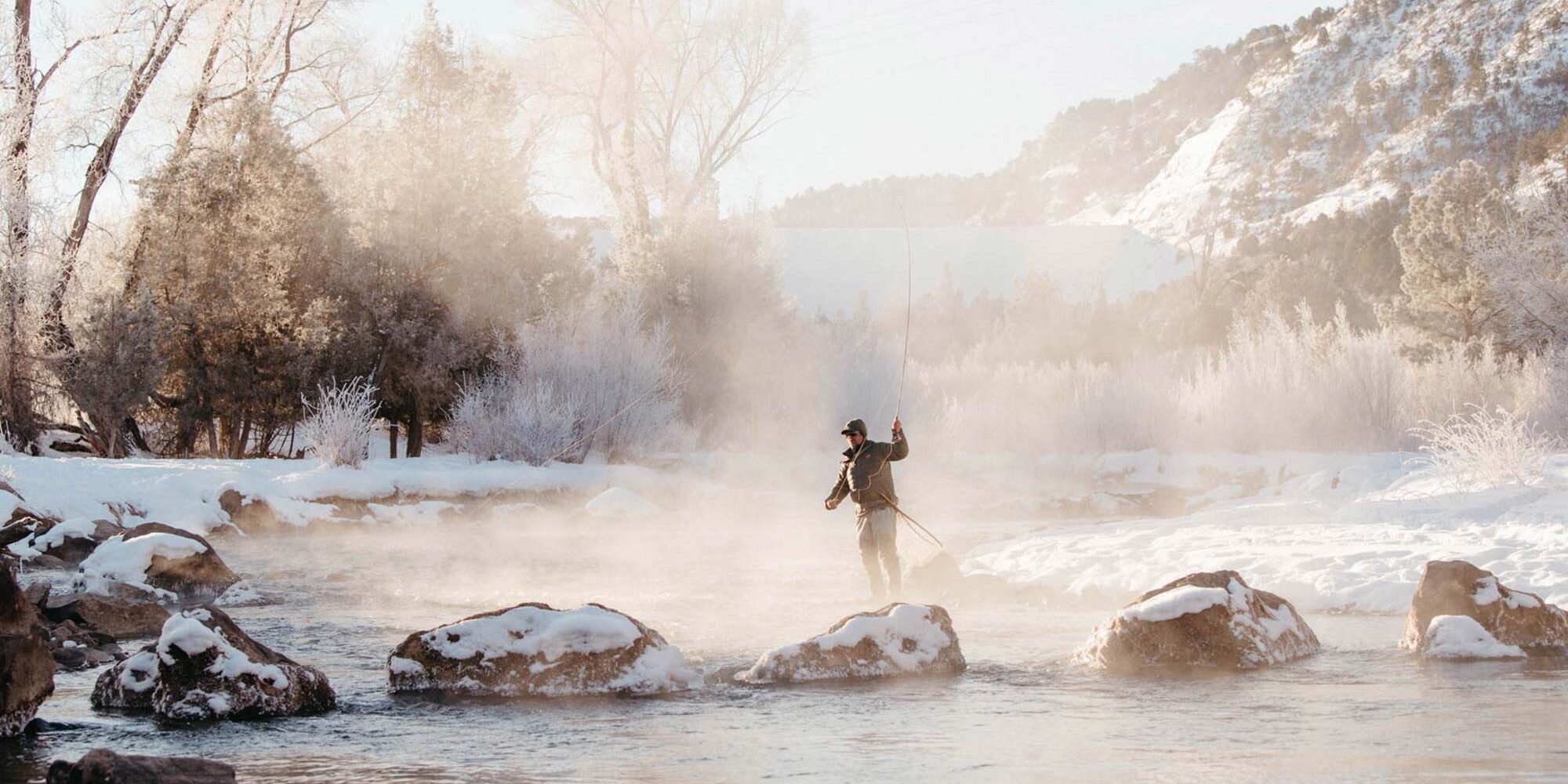 Winter Fishing Button Photo